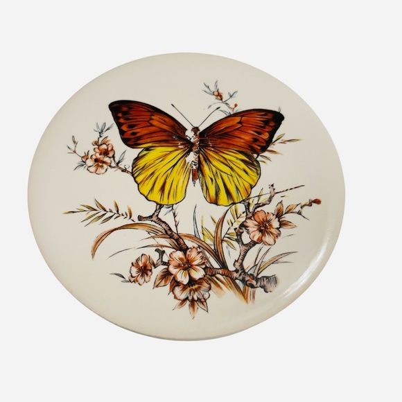 VTG 1970’s H R Johnson 6” Round Ceramic 4 Trivet Tile Wall Hangings, Coasters - Picture 7 of 11